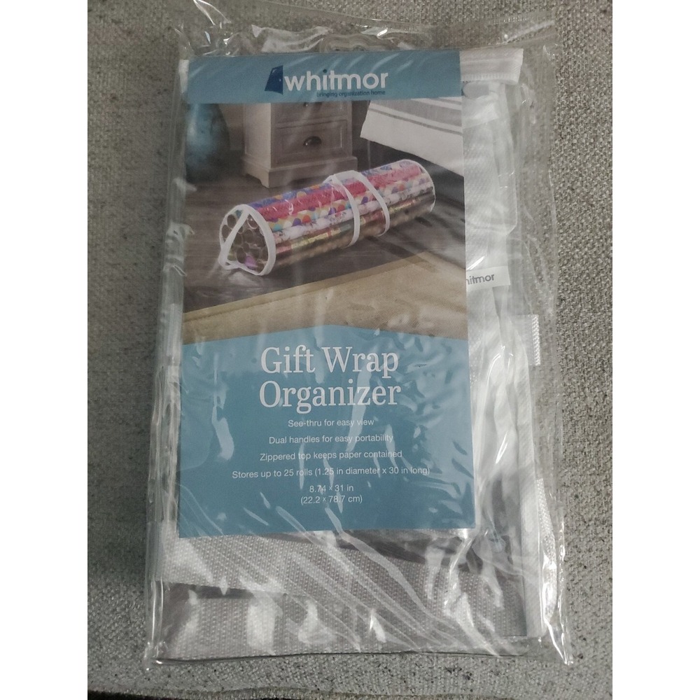 Whitmore Christmas Gift Wrap Organizer 8.74" x 31.04" Zipper Close 5787-4924-WHT